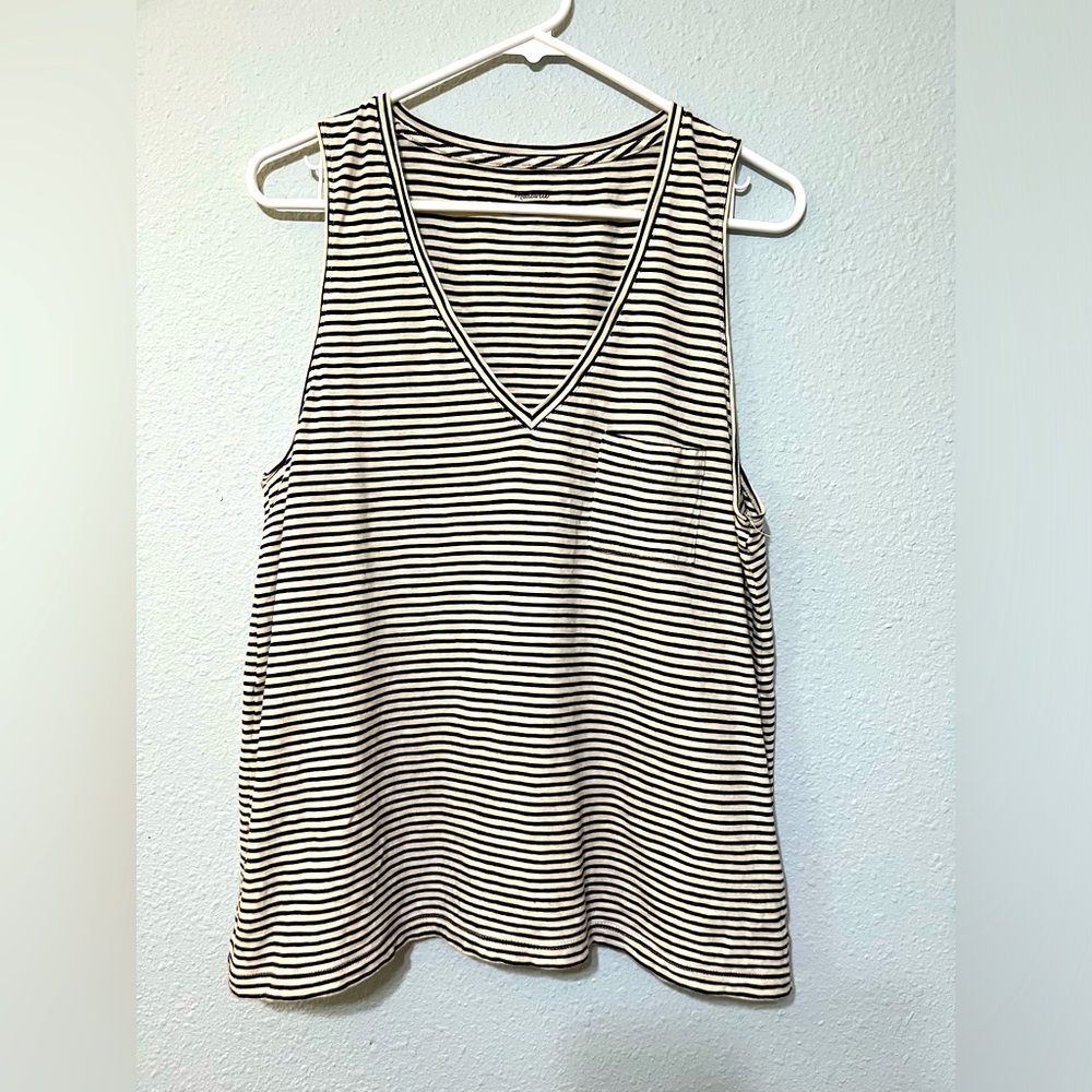Madewell Black and White Striped Tank Top